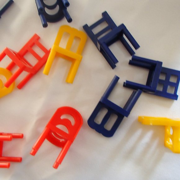 Dollhouse Mini 13 Plastic Chairs Nursery Room Child Size Red Blue Yellow… - Picture 12 of 16